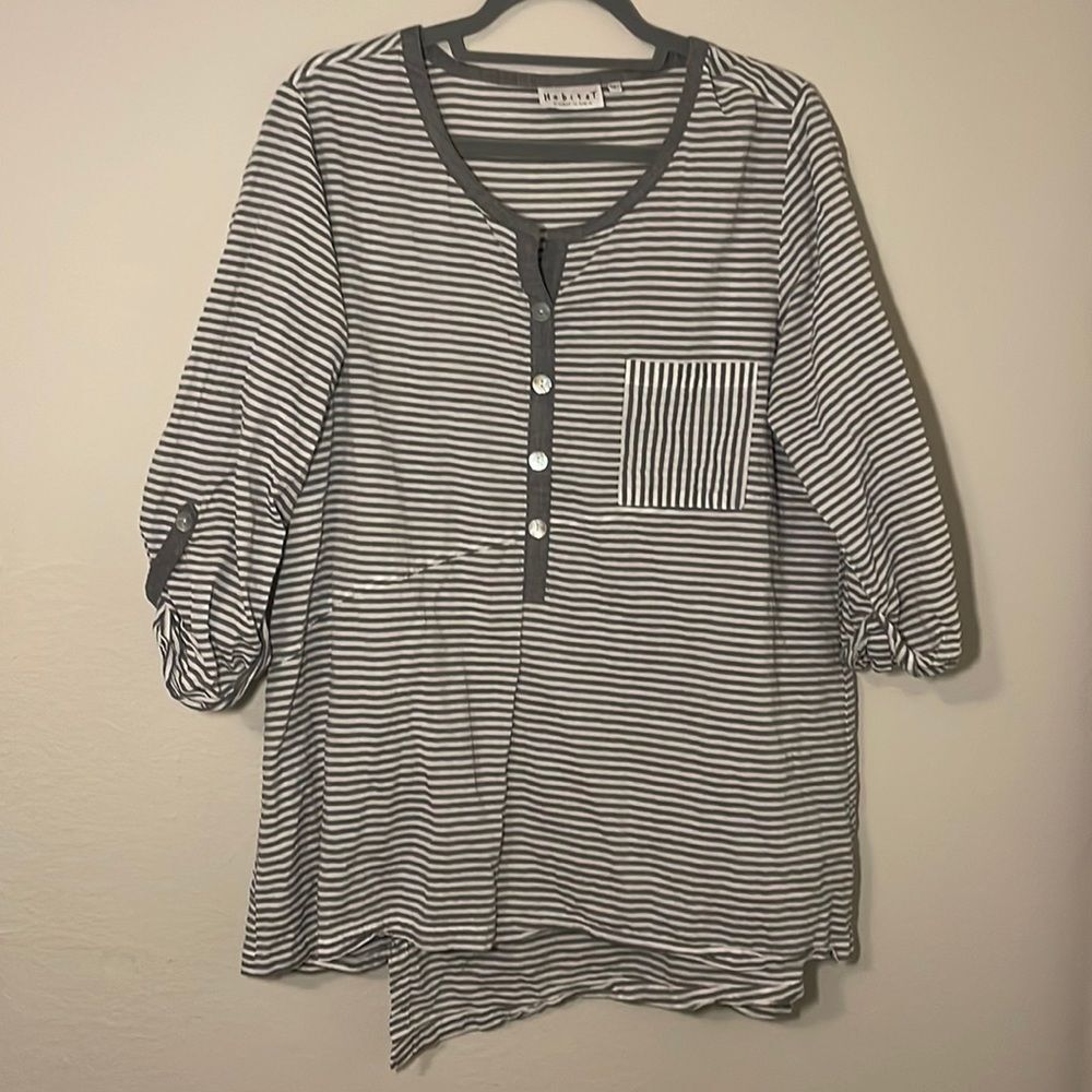 Habitat Clothes To Live In Stripe Lagenlook Top size large
